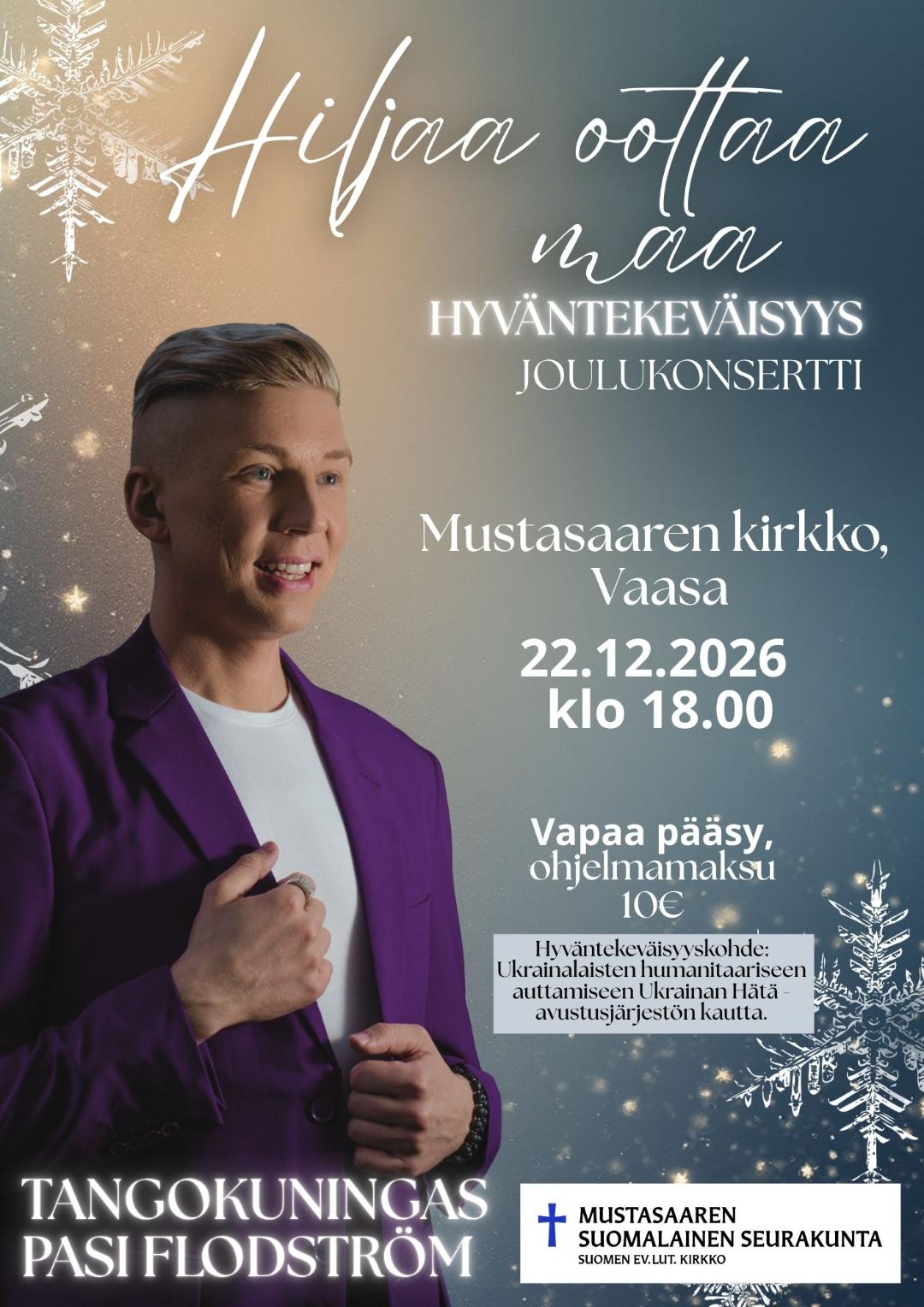 Pasi Flodströmin joulukonsertti 22.12. klo 18 Mustasaaren kirkko